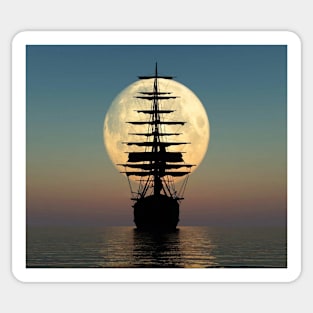 Pirate ship with full moon Sticker